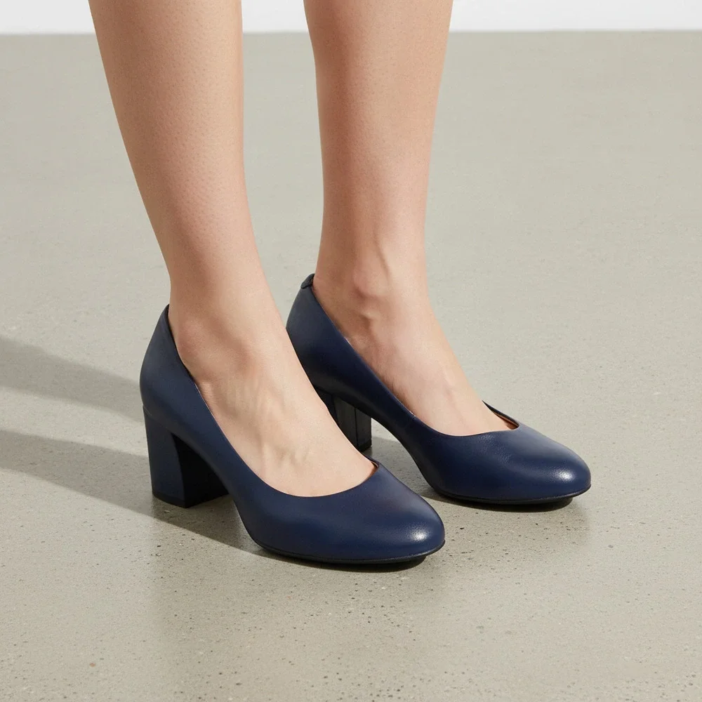 Wirth Blue Leather Block Heel Pumps | EU 42 (US 11)